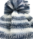 Gradient Stripe Kid's Knit Ski Hat by Sweet Giraffe : Denim/Ivory