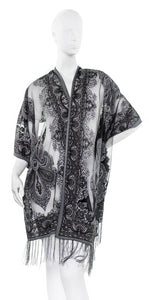 Sparkle Bohemian Burnout Kimono by Zoe Madison : Charcoal