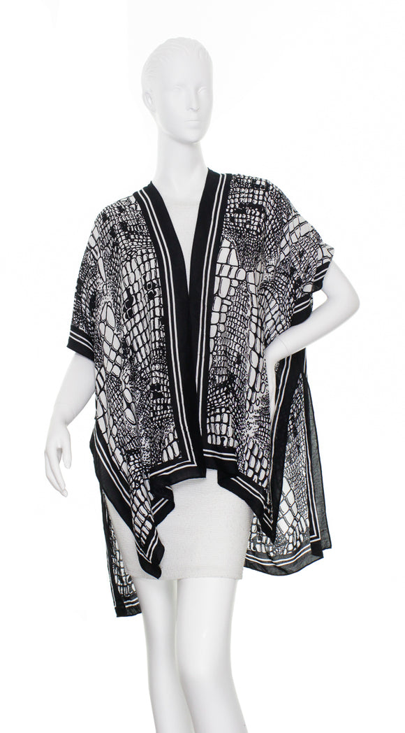 Florence Broadhurst Crocodile Kimono : Black/White