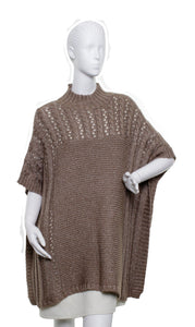 Mixstitch Knit with Metallic Poncho by Candor New York City : Bronze/Silver