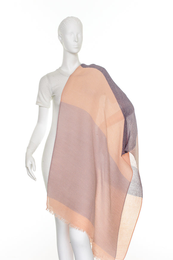 Minipleats Colorblock Shawl by Zoe Madison : Coral