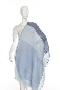 Minipleats Colorblock Shawl by Zoe Madison : Blue