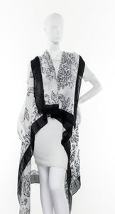 Florence Broadhurst Chandelier Tapestry Viscose Draping Vest: White/Black